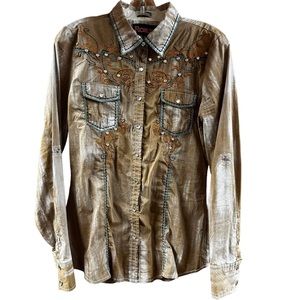 Roar Button Down Shirt, Women’s Size M